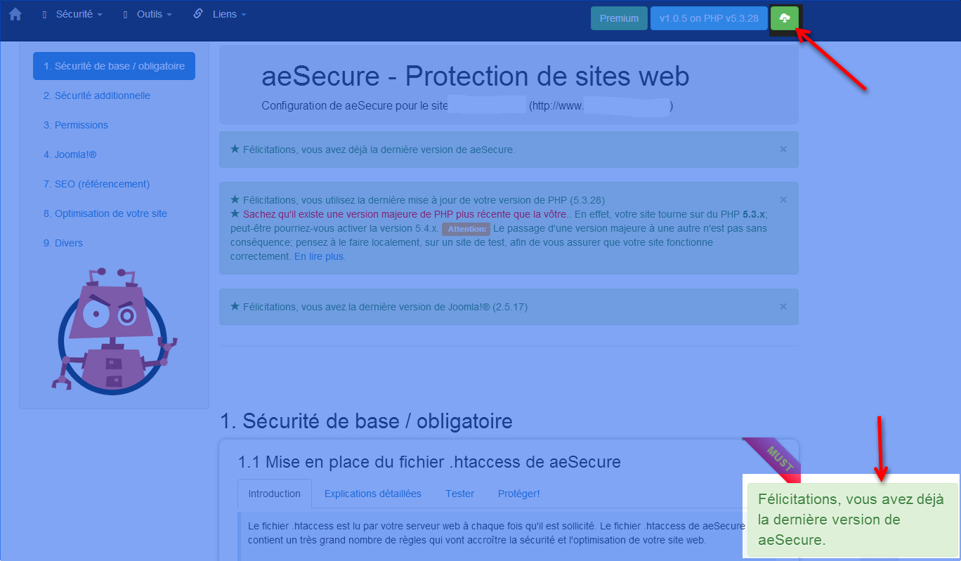 configuration aesecure mise a jour